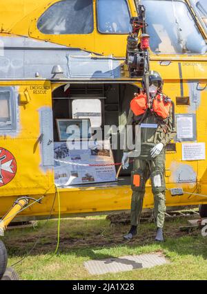 Norwich, Norfolk, Großbritannien – Mai 22 2022. Westfield Rettungshubschrauber in öffentlicher Ausstellung Stockfoto