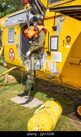 Norwich, Norfolk, Großbritannien – Mai 22 2022. Westfield Rettungshubschrauber in öffentlicher Ausstellung Stockfoto
