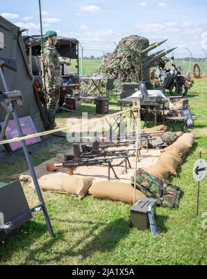 Norwich, Norfolk, Großbritannien – Mai 22 2022. Armee- und Militärausrüstung auf einer öffentlichen Show Stockfoto