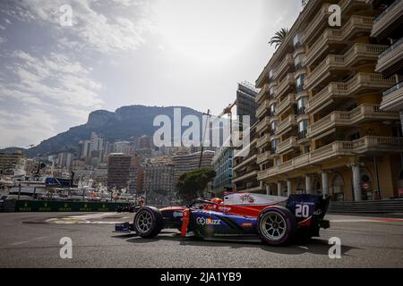 Monte-Carlo, Monaco, 26/05/2022, 20 VERSCHOOR Richard (nld), Trident, Dallara F2, Aktion während des 5.. Rennens der FIA Formel 2-Meisterschaft 2022 auf dem Circuit de Monaco, vom 27. Bis 29. Mai 2022 in Monte-Carlo, Monaco - Foto: Julien Delfosse / Dutch Photo Agency/DPPI/LiveMedia Stockfoto