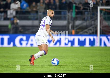 Fiorentinas Sofyan Amrabat-Porträt in Aktion während des FC Venezia gegen ACF Fiorentina (Portraitarchiv), italienisches Fußballspiel der Serie A in Venedig, Italien, Oktober 18 2021 Stockfoto