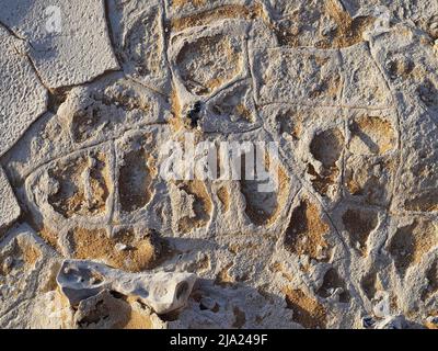 Makro-, Kreide- und Sandmuster, Weiße Wüste, in der Nähe der Oase Bahariya, Ägypten Stockfoto