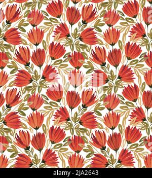 Nahtlose Hand bemalt Aquarell geclusterte Amaranth Pinsel Blume Stockfoto
