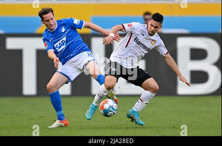 Sebastian Rudy TSG 1899 Hoffenheim vs Paulino Bayer 04 Leverkusen, PreZero Arena, Sinsheim, Baden-Württemberg, Deutschland Stockfoto