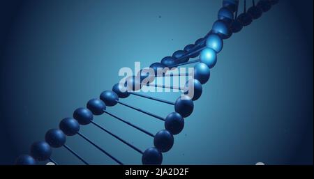 Abbildung des Makros der blauen 3D dna-Strangspinnerei Stockfoto