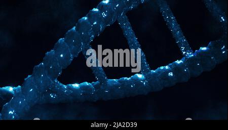 Abbildung des Makros der blauen 3D dna-Strangspinnerei Stockfoto