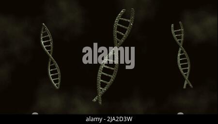 Abbildung des Makros der sich drehenden grauen 3D dna-Stränge Stockfoto