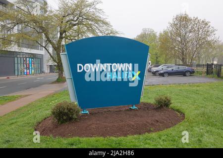 Halifax Downtown Begrüßungsschild. Halifax ist die Hauptstadt von Nova Scotia und die größte Stadt und Gemeinde in der maritimen Provinz Kanada Stockfoto