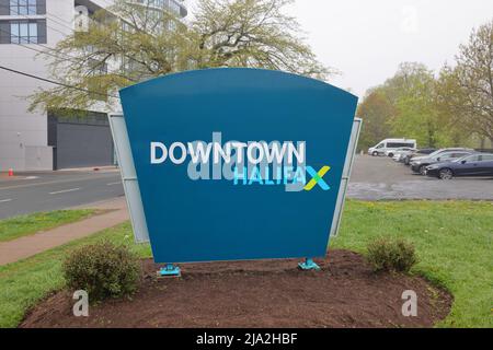 Halifax Downtown Begrüßungsschild. Halifax ist die Hauptstadt von Nova Scotia und die größte Stadt und Gemeinde in der maritimen Provinz Kanada Stockfoto