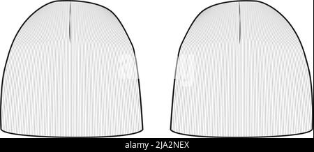 Beanie Hat Strickstrumpf Cap Flache Illustration Cad Zubehör Winter Streetwear Mockup Blank Vektor Stock Vektor
