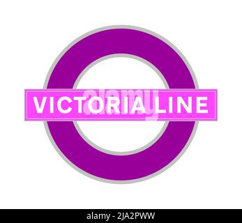 Victoria Line unterirdische Schildervektordarstellung auf weißem Hintergrund. Stock Vektor