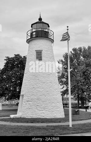 Concord Point Lighthouse ist der zweitälteste Leuchtturm in Maryland und das Symbol von Havre de Grace. Erbaut 1827, stillgelegt 1975. Stockfoto