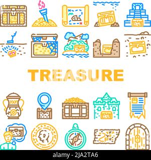 Treasure Precious Und Antique Icons Set Vector Stock Vektor
