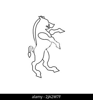Wildschwein heraldischen Tier linearen Stil. Fantastic Beast. Monster für Wappen. Heraldrisches Designelement. Stock Vektor