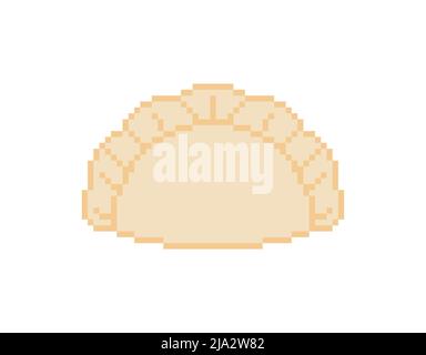Jiaozi chinesische Knödel Pixel Art. 8 Bit traditionelle Lebensmittel in China. Pixelige Vektor-Illustration Stock Vektor