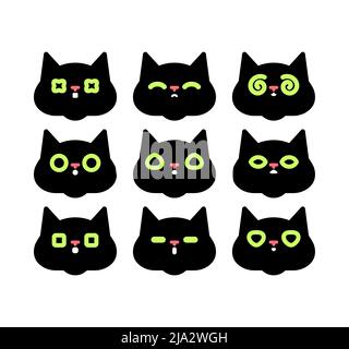 Katzengesichter eingestellt. Katzen haben ein anderes Gesicht. Vektorgrafik Stock Vektor