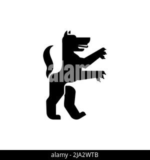 Wolf heraldische Tiersilhouette. Fantastic Beast. Monster für Wappen. Heraldrisches Designelement Stock Vektor