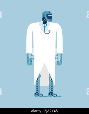 Roboterarzt isoliert. Arzt Cyborg. Medizinische Technologien der Zukunft Stock Vektor