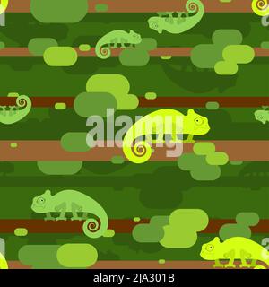 Chamäleon Muster nahtlos. Cartoon Reptile Hintergrund. Struktur aus Babygewebe Stock Vektor