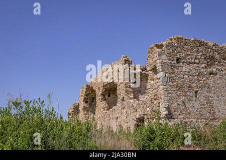 Überreste von Gebäuden, die Ruinen von Devlet Agora in Side, Türkei Stockfoto
