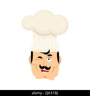 Der Koch zwinkert Emoji. Kocht glücklich Emotionen Avatar. kitchener Vektor-Illustration Stock Vektor