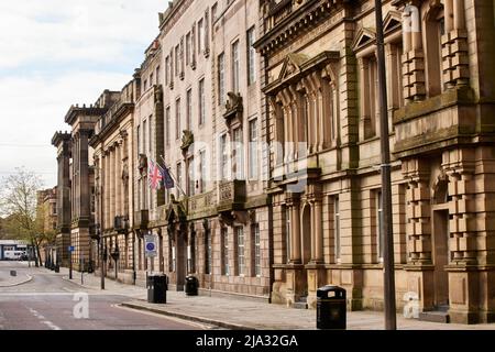 Preston in Lancashire, edwardianisches Sandsteingebäude an der Lancaster Road im Stadtzentrum Stockfoto