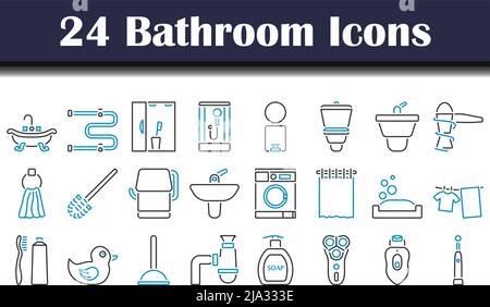 Badezimmersymbol. Editierbare Fett Formatigte Kontur Mit Farbfüllungsdesign. Vektorgrafik. Stock Vektor