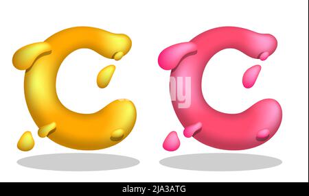 Buchstabe C des englischen Alphabets im Kaugummi-Stil. Alphabet lernen für Kinder im Kindergarten. Realistischer 3D-Vektor isoliert auf weißem Hintergrund Stock Vektor