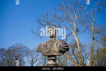 Büste Statue des römischen Kaiser Augustus auf der Plas Brondanw aus der Sammlung von Napoleon Bonaparte Stockfoto