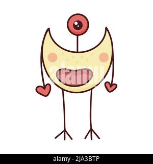 Niedliches Monster Mond mit einem Auge Stock Vektor