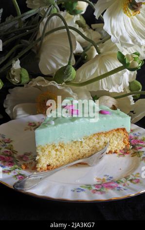 Waldmeister-Kuchen zu Hause. Stockfoto