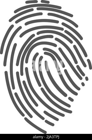 Fingerabdruck und Fingerabdruck des Daumens. Detaillierter einfacher Daumenabdruck als Beweis für Verbrechen. Biometrischer Fingerabdruck. Stock Vektor