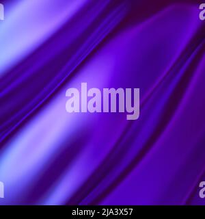 3D Render, abstrakter violett-blauer Seidenhintergrund, schillernde Textur, Wellen. Moderne Mode Textil, trendiges Design, seidige Qualität Stockfoto