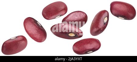 Fallende rote Kidney Beans isoliert auf weißem Hintergrund Stockfoto