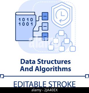 Datenstrukturen und Algorithmen hellblaues Konzeptsymbol Stock Vektor
