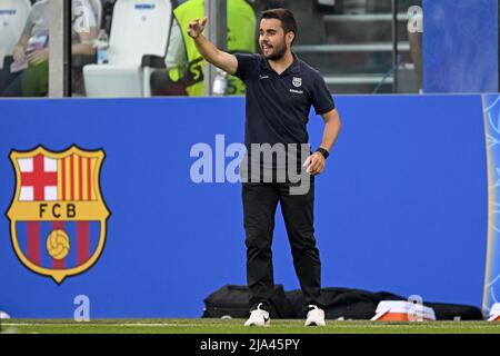 TURIN - FC Barcelona Trainer Jonatan Giraldez während des UEFA Women's Champions League Finales zwischen dem FC Barcelona und der Olympique Lyon am 21. Mai 2022 im Juventus-Stadion in Turin, Italien. ANP | NIEDERLÄNDISCHE HÖHE | GERRIT AUS KÖLN Stockfoto