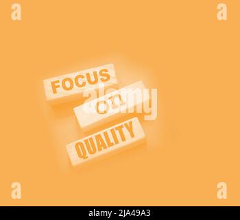 Konzentrieren Sie sich auf hochwertige Wörter von auf Holzblöcke. Ehrlichkeit im Geschäftskonzept. Stockfoto