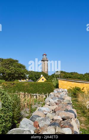 Leuchtturm Hirsholmene, Sommer; Hirsholm, Dänemark Stockfoto