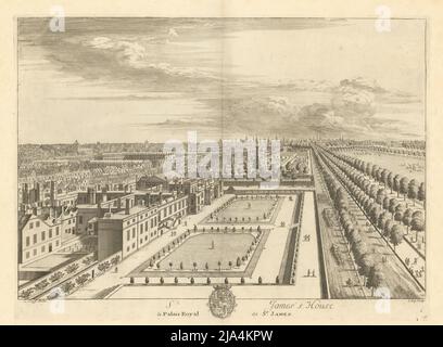 St. James's House von Kip & Knyff. Le Palais Royal. Palace & Park, London 1709 Stockfoto