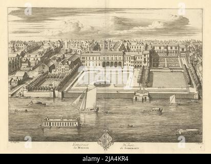 Somerset House / La Maison de Somerset von KIP & KNYFF. London 1709 alter Druck Stockfoto