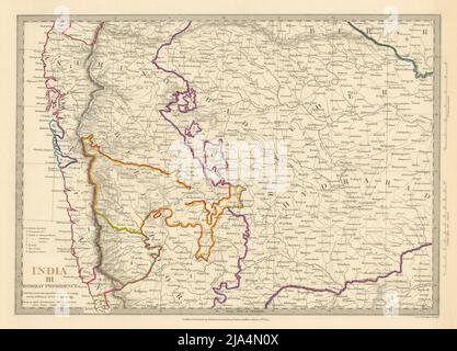 DIE PRÄSIDENTSCHAFT VON BOMBAY (MUMBAI) UND HYDERABAD. Aurangabad; Bijapur. SDUK 1844-Karte Stockfoto