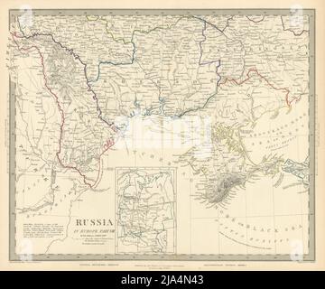 UKRAINE MOLDAU Podolien anbrachte Bessarabien Kherson Taurischen Krim Odessa. SDUK 1845 Karte Stockfoto