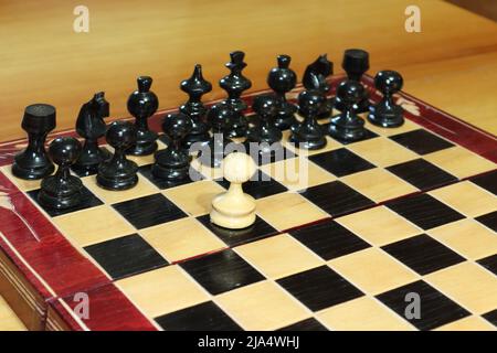 Schachfiguren, die die Unterschiede aus politischer Sicht veranschaulichen Stockfoto