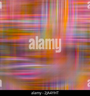 Schöner farbenfroher karierter Hintergrund mit verschwommenen Streifen-Flecken auf dekorativer Oberfläche. Abstraktes, weiches Rastermuster aus dünnen zarten Pastelllinien. Stockfoto