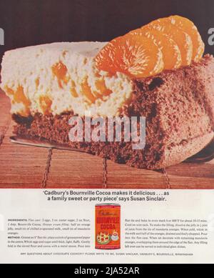 Cadbury Bournville Cocoa Vintage Magazine Werbepapier Werbung 1980s 1970s Stockfoto