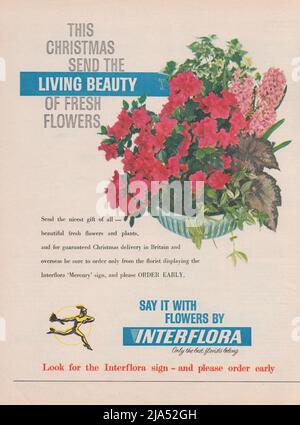 Interflora Florist Vintage Magazin Werbepapier Anzeige 1965 Stockfoto