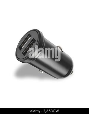 Ladegerät für Telefon aus Zigarettenanzünder, Zubehör für Telefon, auf weißem Hintergrund Stockfoto