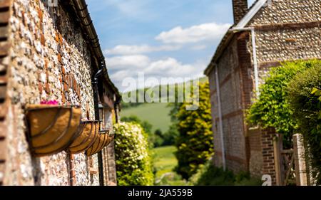 Alfriston Village Bereiten Sie sich auf die Jubilee-Feierlichkeiten von Königin Elizabeth 70. vor Stockfoto