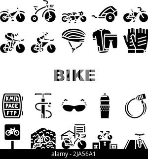 Fahrradtransport Und Zubehör Icons Set Vector Stock Vektor