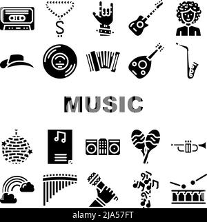 Musikgenres Audio Performance Icons Set Vector Stock Vektor